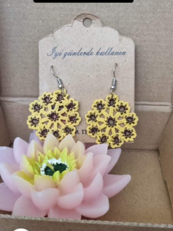 Koton iplerle hazırladığım çok şık boncuklu küpe